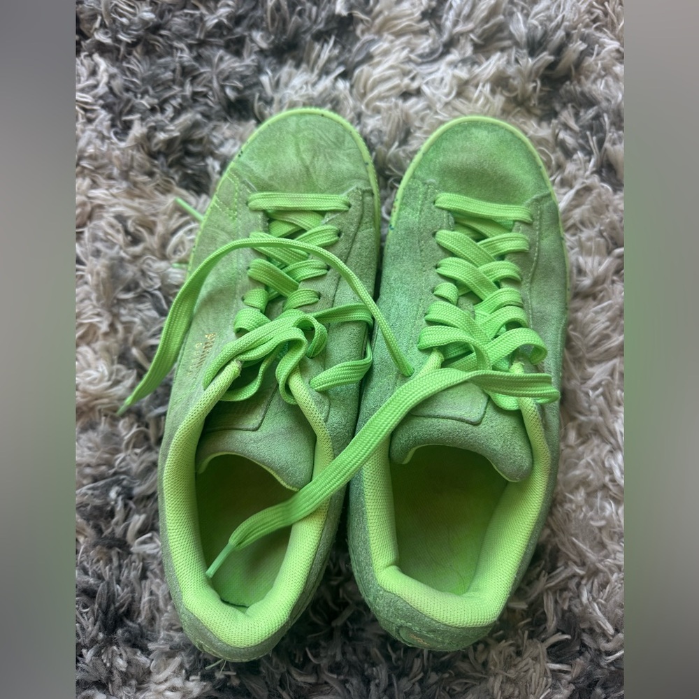 Puma Lime Green Suede Sneakers
